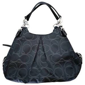 Black Coach Signature Maggie hobo sateen Shoulder Bag